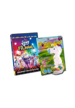 Pachet DVD My Little Ponny + Jucarie Unicorn White Plopper